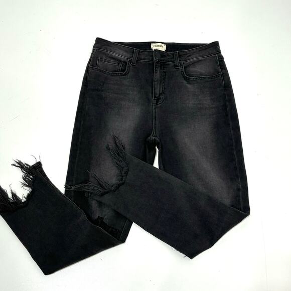 L’agence High Line Jeans in Black Onyx Distressed High Waisted Ankle 30 - Picture 1 of 14